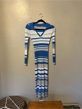 Blue sweater dress
